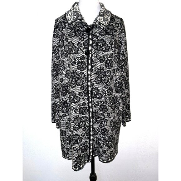 Le Maglie Di Sofia Floral Made In Italy 26% Wool Cardigan Sweater Size M - Picture 1 of 8